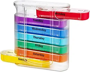 MEDca Haftalık Pill Organizer, Four Times-a-Day, Stackable AM/PM Karşılaştırmalı 1 Banyo