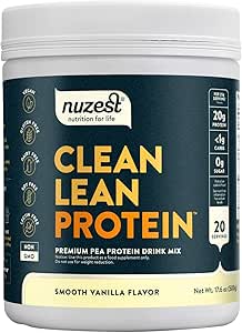 Nuzest - Pea protein Toz - Temiz Lean protein, Premium Vegan Plant Temel, Süt Free, Gluten Free, GMO Free, Doğal olarak Temizlenmiş Protein Shake, Smooth Vanilla, 20 Hizmet, 1.1 lb