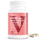 Kadınlar için Demir Supplements, Vegan Iron Bisglycinate 30 mg Plus C, B12, Folic Asit - Anemi, Sağlık Kan ve Enerji Desteği - Nazi, Yüksek Absorps, Non-GMO - 90 Capsules