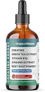Kretine Monohidrat ve B12 Drops - Beet Root Toz, Organik Yeşil Çay ve Deritine Gummies - Enerji ve Vitality Desteği (Strawberry Lemonade, 60mL)