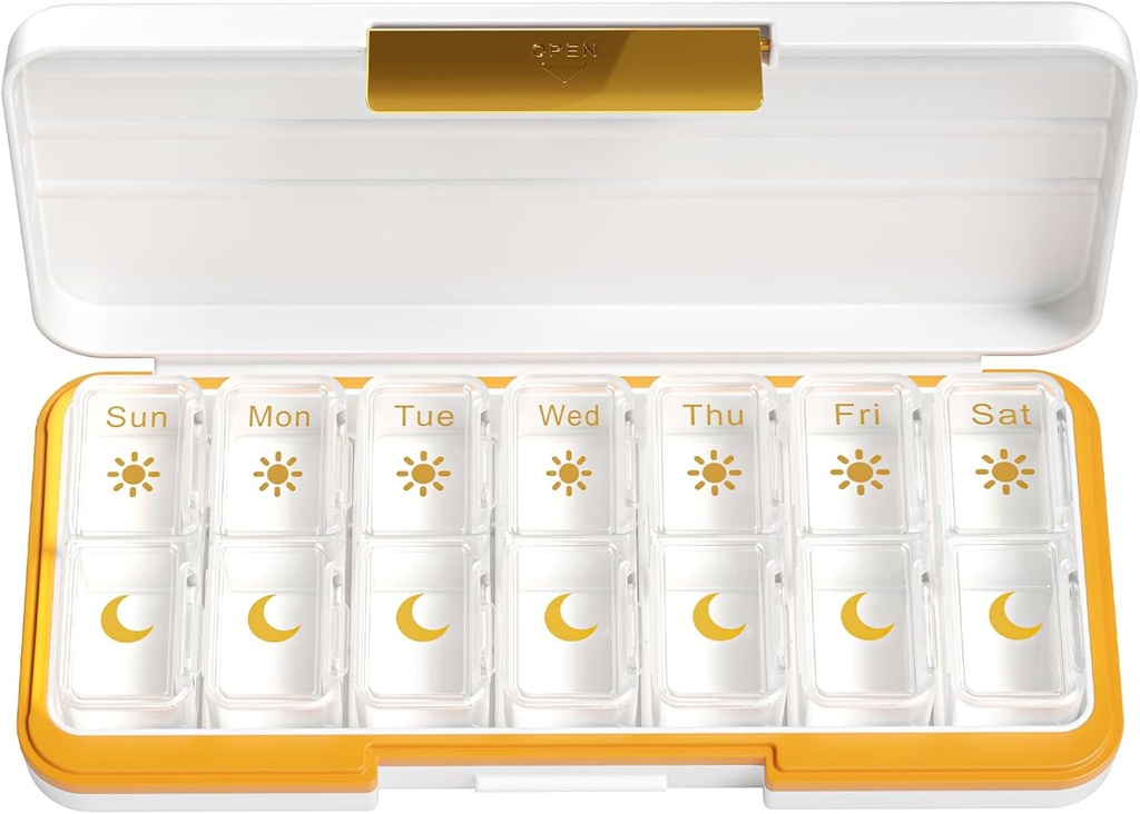 Zoxy Am Pm Pill Organizer 7 Günlük, Pill Box 2 Times bir gün, Tıp Pill Organizer Ayrı Karşılaşma ile Organize Edilecek, Seyahat Pill Vakası Vitaminler, Balık Yağları, Tıplar (Beyaz)