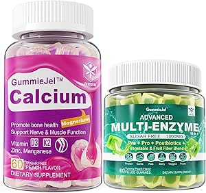 Sugar Free Calcium Gummies 120 Counts & Digestive Enzymes Gummies 60 Counts