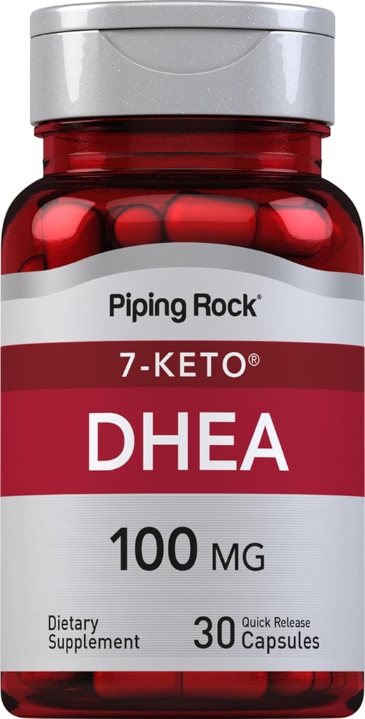 Piping Rock DHEA Supplement for Women and Men | 100 mg | 30 Capsules | 7Keto | Dehidrepiandrosterone | Non-GMO, Gluten Free Free