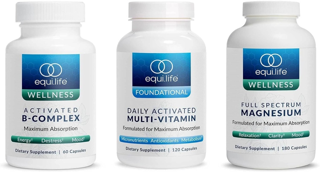 Equilife - Aktif B Kompleksi (60 ct.), Full Spectrum (180 ct.), Daily Active Multi-Vitamin (30 hizmet)