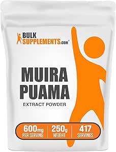 BulkSupplements.com Muira Puama Extract Toz - Muira Puama Supplement, Muira Puama Bark - Herbal Supplement, Gluten Free, 600 mg per Service, 250g (8.8 oz) (Paket of 1)