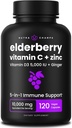 NutraChamps Elderberry with Vitamin C and Bora - 5 in 1 Immunity Supplement, 10.000 mg Sambucus Black Elder Capsules with Vitamin D3 5000 IU, Sambucus Elder Extract Immune Support for Yetişkinler