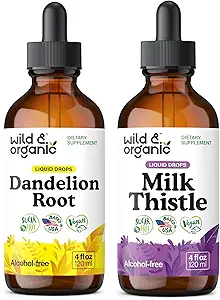 Wild & Organic Dandelion Root Tincture 4 fl oz & Milk Butle Tincture 4 fl oz