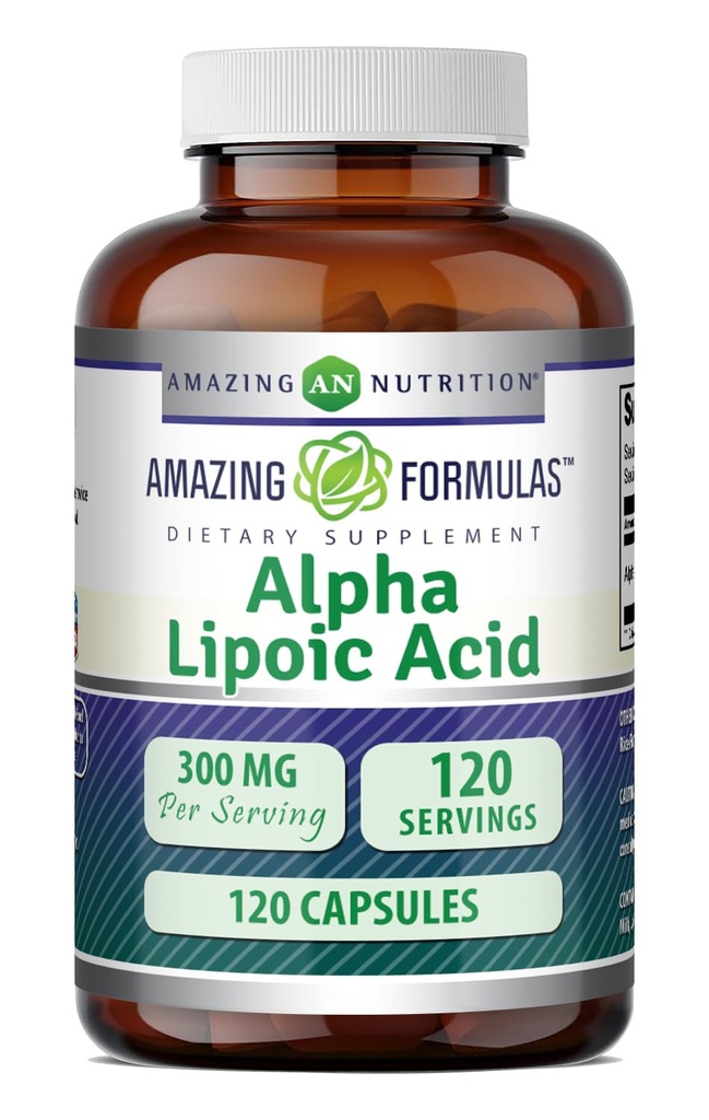 Amazing Formulas Alpha Lipoic Acid 300 Mg Capsules Supplement | Non-GMO | Gluten Free | Made in USA (120)