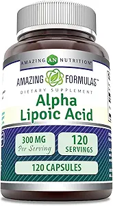 Amazing Formulas Alpha Lipoic Acid 300 Mg Capsules Supplement | Non-GMO | Gluten Free | Made in USA (120)
