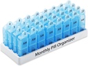 Daviky Monthly Pill Organizer 2 Times a Day, 30 Günlük Pill Box AM PM with separate Container, One Moon Medicine Case twice a Day to Holds, Supplements and Drug (Mavi)