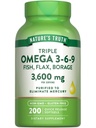 Nature's Truth Triple Omega 3 6 9 | 3600 mg | 200 Softgels | Fish, Flax ve Borage Oils | Non-GMO & Gluten Ücretsiz Supplement Supplement