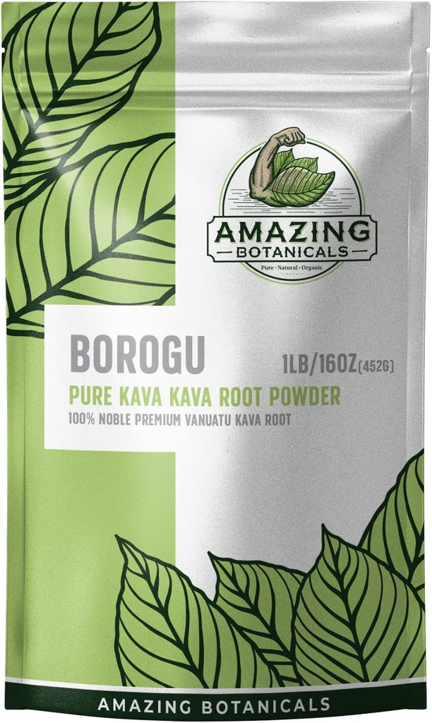Amazing Botanicals Kava Root - Fresh Borogu Kava Root - 100% Noble Kava-Kava 16oz/1lb, 1 Pound Pure Finest Fresh Vanuatu Kava Root