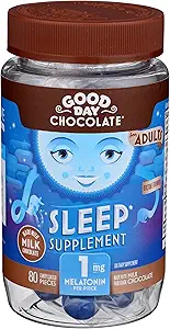 Good Day Chocolate Melatonin for Yetişkinler [80 Kont ] - Fair Trade Non-GMO Chocolate with Chamomile and Melatonin 1 mg - Adult Melatonin, Yetişkin Doğal Uyku Yardım Tamamını Tamamlamak