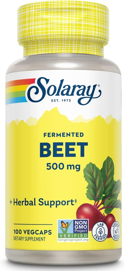 SOLARAY Organik Beets'ten Arıt Kökleri - Arıt Kök Kapsülleri Geleneksel olarak Enerji, Endurance, Blood Flow, Heart Health Support - Vegan, Non-GMO, 60-Day Garanti, 100 VegCaps