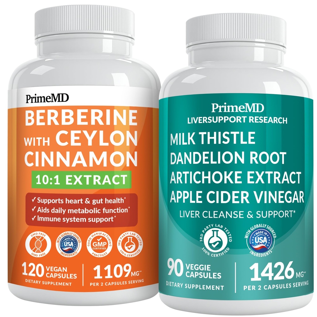 PrimeMD 21-σε-1 συμπλήρωμα βερβερίνης με Ceylon Cinnamon, Chromium, Bitter Melon και πράσινο εκχύλισμα τσαγιού (120 ct) &