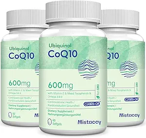 CoQ10 600 mg Softgels | Yüksek Abhidrasyon CoQ10 Ubiquinol Supplement | Karşılaştırmalı Form E & Omega 3 6 9 | Antioksi Santral Sağlık için İyi | 180 Yumuşak