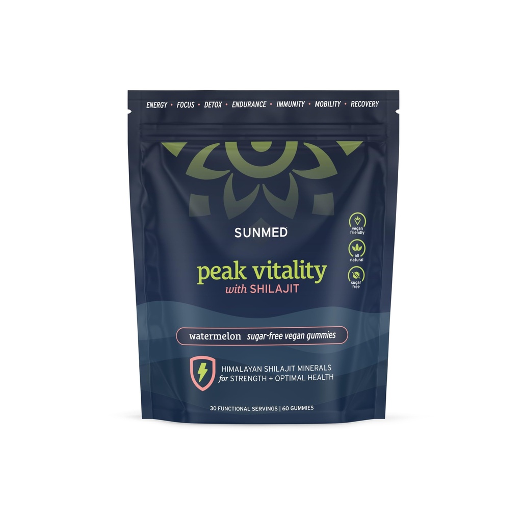 Peak Vitality Himalaya Shilajit Gummies for Strength, Energy & Optimal Health – Sugar-Free, Vegan, All- Natural – Cognitive Focus, Recovery, Immunity – Watermelon Flavor, 60ct