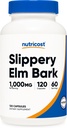 Nutricost Slippery Elm Bark Capsules 1000 mg Per Servis, 120 Capsules - Non-GMO, Gluten Free, Vegetarian Friendly Friendly Friendly