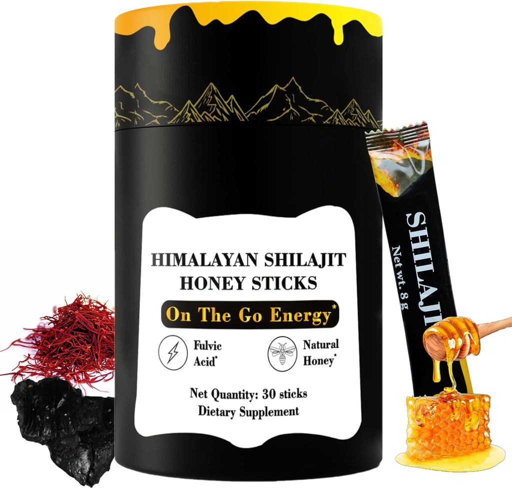 Himalaya Pure Nutritious Shilajit Honey Sticks Gold- Saffron, Honey - %75 Fulvic Acid, 85+ Trace Minerals - Erkekler için - 30 Sticks (Shilajit Honey 30 Sticks)