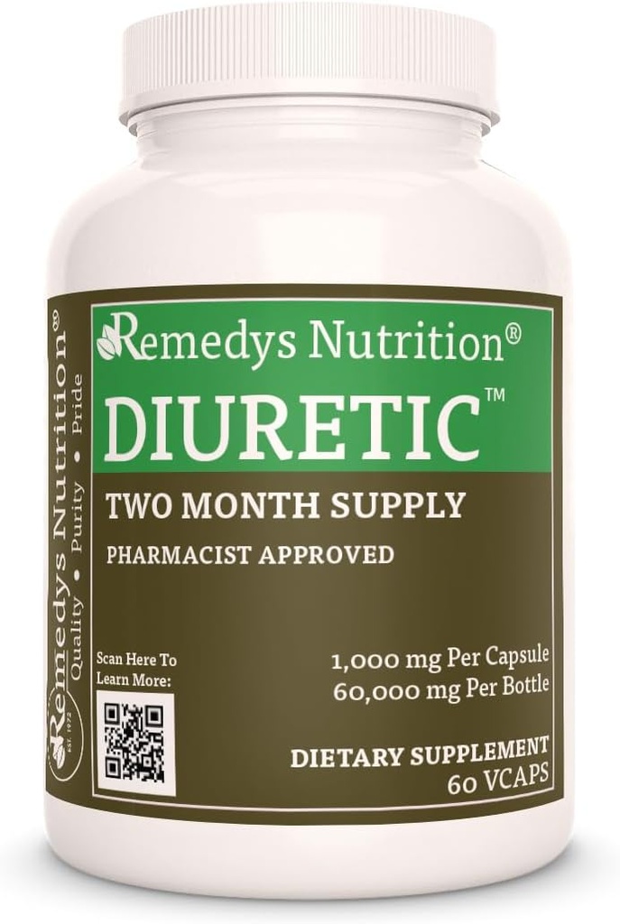 Remedy'nin Beslenme DiureticTM | 1.000 mg, 60 Vegan Capsules Herbal Diyetsel Supplement | İki Ay Supply