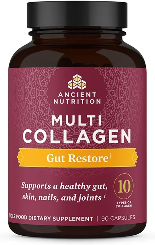 Gut Health için Probiyotiks ile Eski Beslenme Kolları, Multi Collagen Capsules Gut 90 Ct, Supports Gut, Joints, Hair & Nails, Gluten Free, Paleo ve Keto Friendly