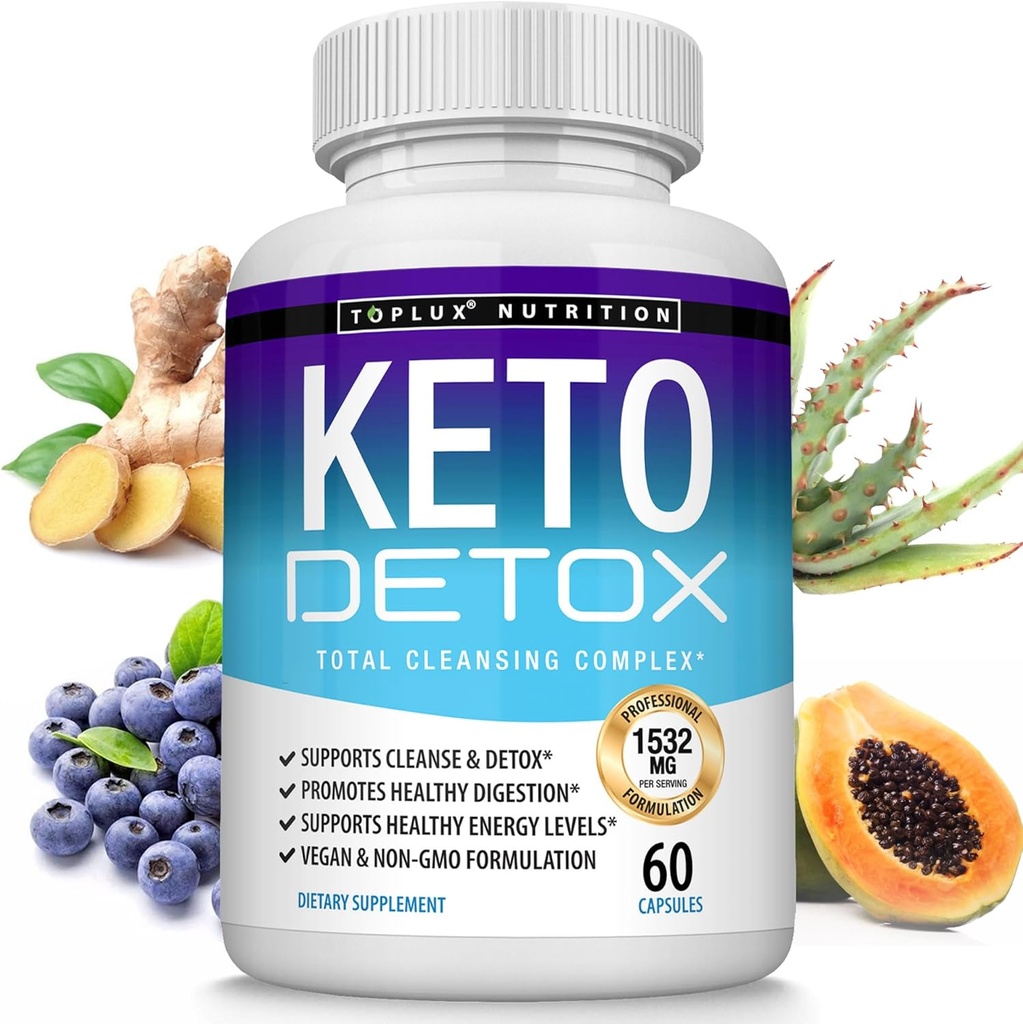 Toplux Keto Detox χάπια Advanced Cleansing Extract – 1532 Mg Φυσικό Acai Colon Cleanser Formula, Flush Toxins & Expers Waste, για άνδρες γυναίκες, 60 κάψουλες, συμπλήρωμα