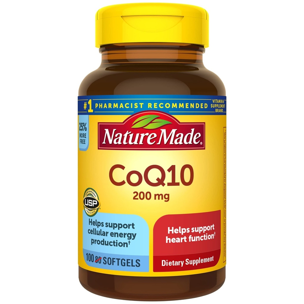 Doğa CoQ10 200 mg, Kalp Sağlığı ve Hücre Enerji Üretimi için Diyet Supplement, 100 Softgels, 100 Day Supply