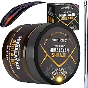 NutroTonic® Authentic Himalayan Shilajit Resin for Men & Women - Gold Grade 86% Fulvic Acid - Wild Crafted +17000 FT – 40x Nano Filtered & Sun Dried - 3rd Party Lab Tested - 5g Jar