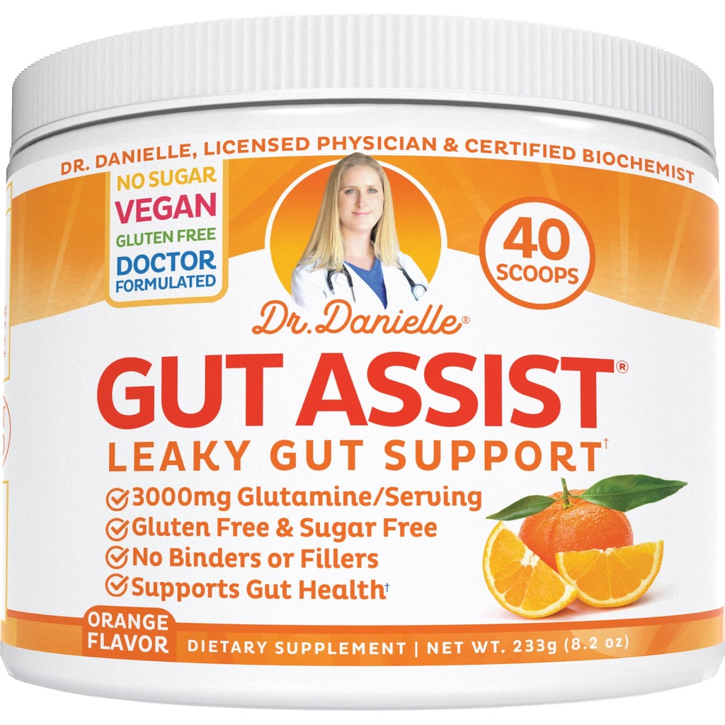 Leaky Gut Tozu Destekliyor | L-Glutamine Gut Lining Formula | Dr. Danielle, Orange Flavor