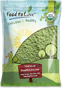 Yiyecek to Live Organic Wheatgrass Toz, 4 Pounds - Non-GMO, Whole-Leaf, Raw, Non-Irradiated, Pure, Vegan Superfood, Bulk, Great for Juice, Rich in Fiber, Chlorophyll, Fatty Acids and Minerals