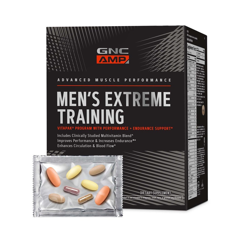 GNC AMP Men's Extreme Education Vitapak Programı, 1'de 5 Ürün, Performans ve Endurance, Yetişkin Multivitamin, Proven Malzemeler, Caffeine, Nitrik Oksit, 30 Day Supply