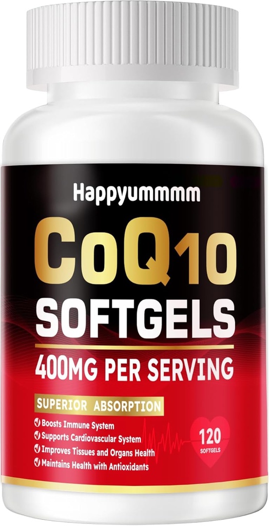 CoQ10-400 mg-Softgels with PQQ, Omega-3, Coenzyme Q10 (Ubiquinone) Supplement for High-Abxia, Güçlü Antioksi, Support Heart & Energy-Production, 120 hizmet.