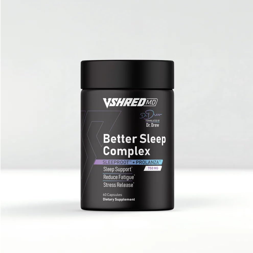V Shred MD Better Sleep Complex – Dr. Drew Approved Deep Sleep & Cortisol Support – Natural Nighttime Formula with SleepRoot, Prolanza, Magnesium Glycinate & Passion Flower – Supports Cellular Health