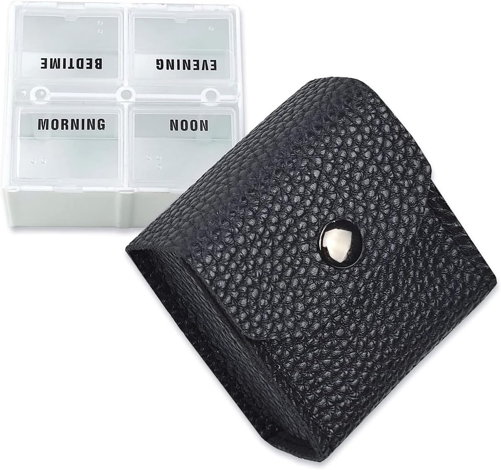 VOFOON Küçük Pill Organizer, Seyahat Pill Box For Purse, Pocket Pill Konteyner, 4 Times a Day Daily Portable Medicine Vitamin Case, Fish Oil Supplement Box (4 Karşılaştırmalar, 4X-SU)