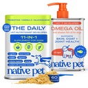 Native Pet Daily Wellness Bundle - Dog Vitamins and Supplements & Omega 3 Fish Oil Wild Alaskan Salmon Fish Oil for Dogs - 11-in-1 Multivitamin Powder Supports Joints, Gut, Skin, Coat & Heart Health