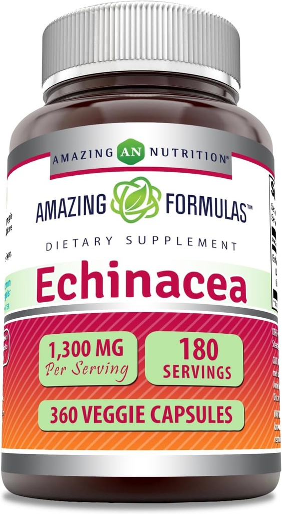 Amazing Formulas Echinacea | 1300 Mg Per | 360 Veggie Capsules | Non-GMO | Gluten Free | Made in USA
