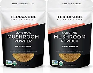 Terrasoul Superfoods Organik Lion's Mane Mushroom Toz (4:1 alıntı), 11 Ounces
