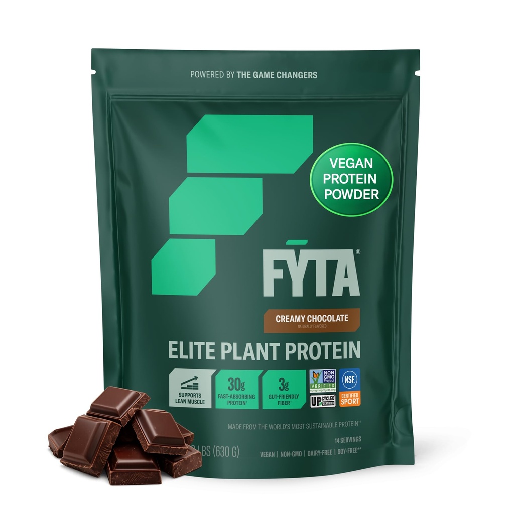 FYTA Vegan Protein Powder - Chocolate Plant Based Protein Powder with Better Taste & Texture Than Whey Protein - 30g Non-GMO & Dairy Free Protein Powder Vegan for Women & Men - Creamy Chocolate 630g