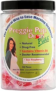 Preggie Pop Drops Plus Vitamin B6 - Sabah Hastalığı Yardımı B6 Vitamin B6 ile kabul edildi. Hamile Kadınlar için Yardım İçin Preggie Pops. Sour Raspberry & Sour Lemon 48 Count