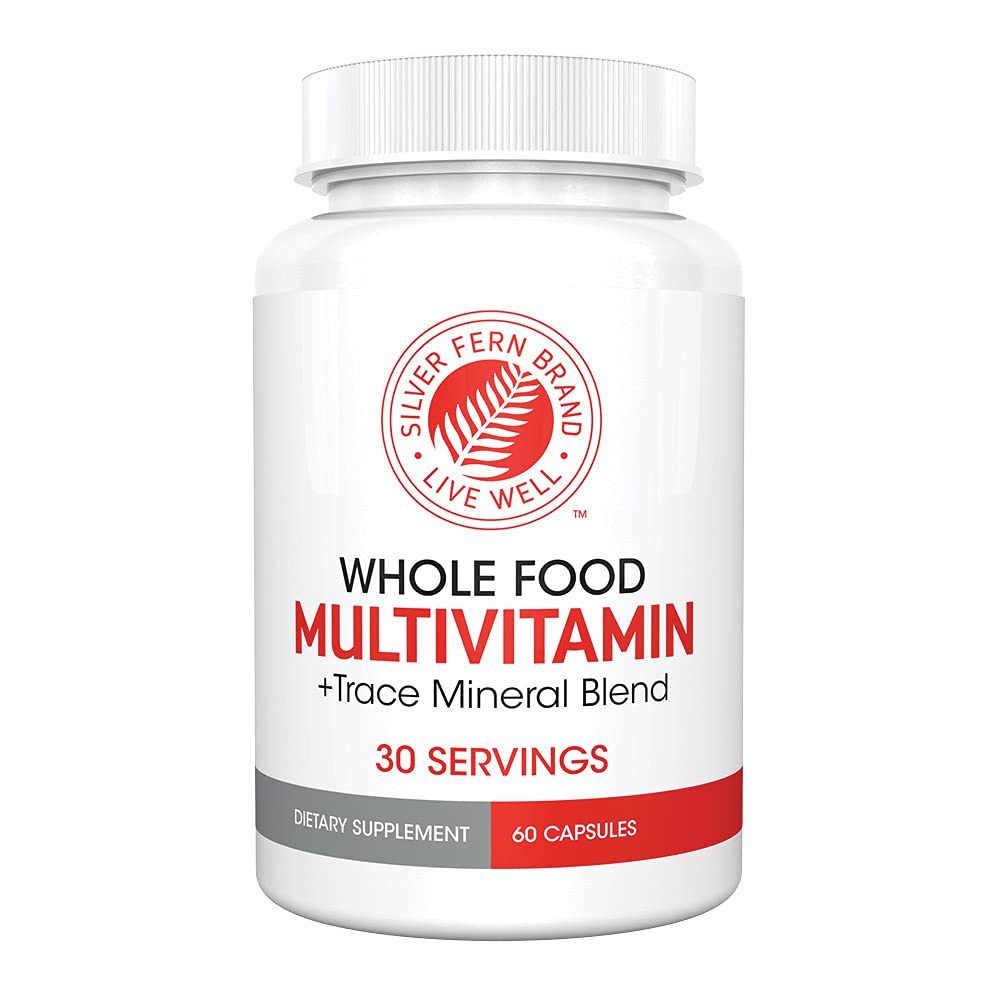 Silver Fern Whole Food Daily Multi w/Trace Mineral Örttü - 1 Şişe - 60 Vegicaps - 30 Gün Supply - Natural, Non-GMO, Vegan, Men's & Women's Multivitamin - Zero S Sentetiks