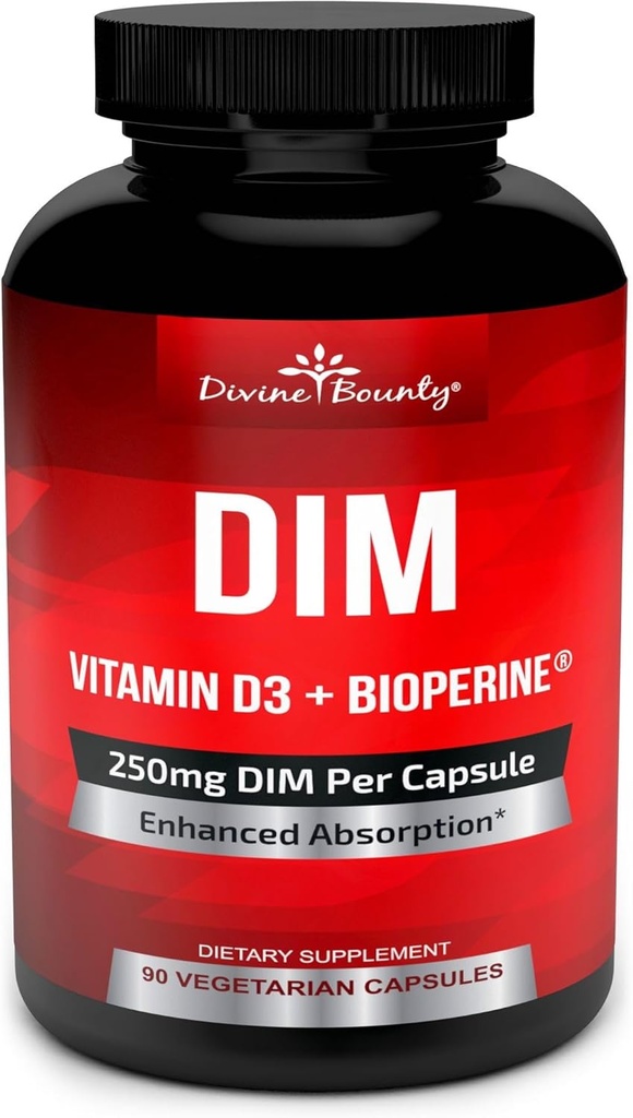 D3 Plus BioPerine ile Vitamin 250 mg - Diindolylmethane Menopause & Estrogen Support, Hormonlar Kadınlar ve Erkekler için Denge Desteği - 90 Vejetaryen Caps