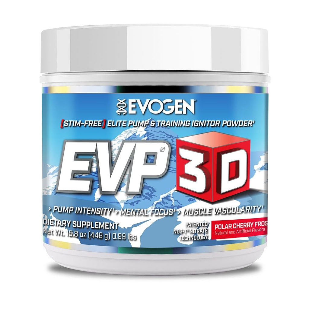 Evogen EVP 3D - Stim Free Pre Workout Powder for Men & Women | Sugar Free Non Stim Preworkout with Beta Alanine and Creatine for Energy & Pump | Polar Cherry Frost | 40 Servings