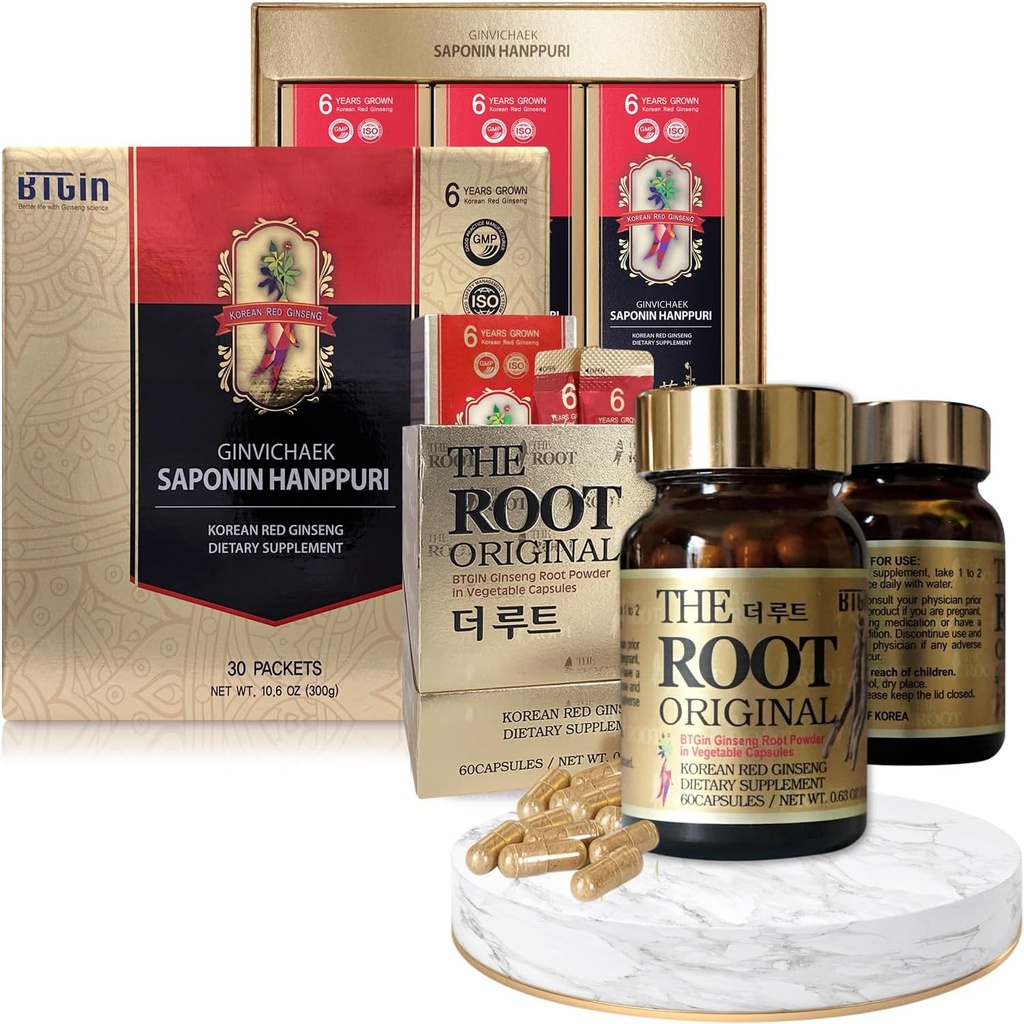 Kore Red Ginsengi 3000 mg ve Capsules Sche - Saponin Hanppuri + The Root Original - Natural Energy Supplements for Immune Support, Stress Relief, Focus & mental Clarity with Ginsenoside Rg3
