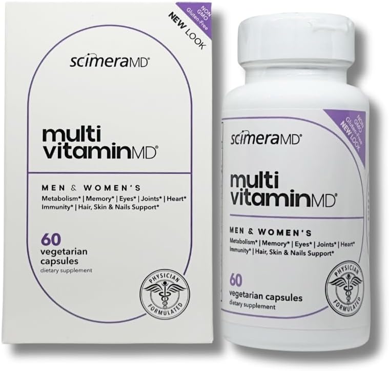 ScimeraMD® MultivitaminMD Full-Spectrum Supplement Capsule ile Mineraller, Antioksiler ve Metabolism için Superfood Kombinasyon, Ortak Destek, Saç, Skin ve Nails, 60 CT