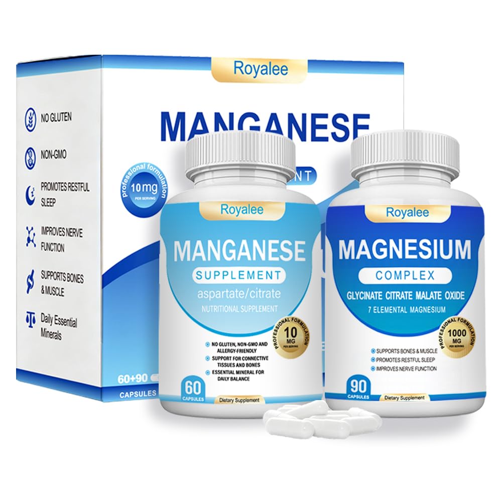 Magnesium Complex & Manganese Supplement Bundle – 1000mg Magnesium with 7 Forms Plus 10mg Manganese (Aspartate/Citrate) – Supports Relaxation, Muscle & Bone Function – 150 Capsules