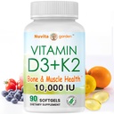 Vitamin D3 10,000 IU + K2(MK7) 200mcg, 90 Softgels, 2-in-1 Vitamin D3 K2 Supplement for Bone,Heart, Immune & Teeth Support, Easy to Swallow, Made in USA, Non-GMO, Gluten Free