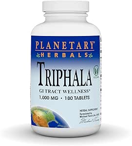 Planetary Herbals Triphala Internal Cleanser 1000mg for GI Tract Wellness - 180 Tablets