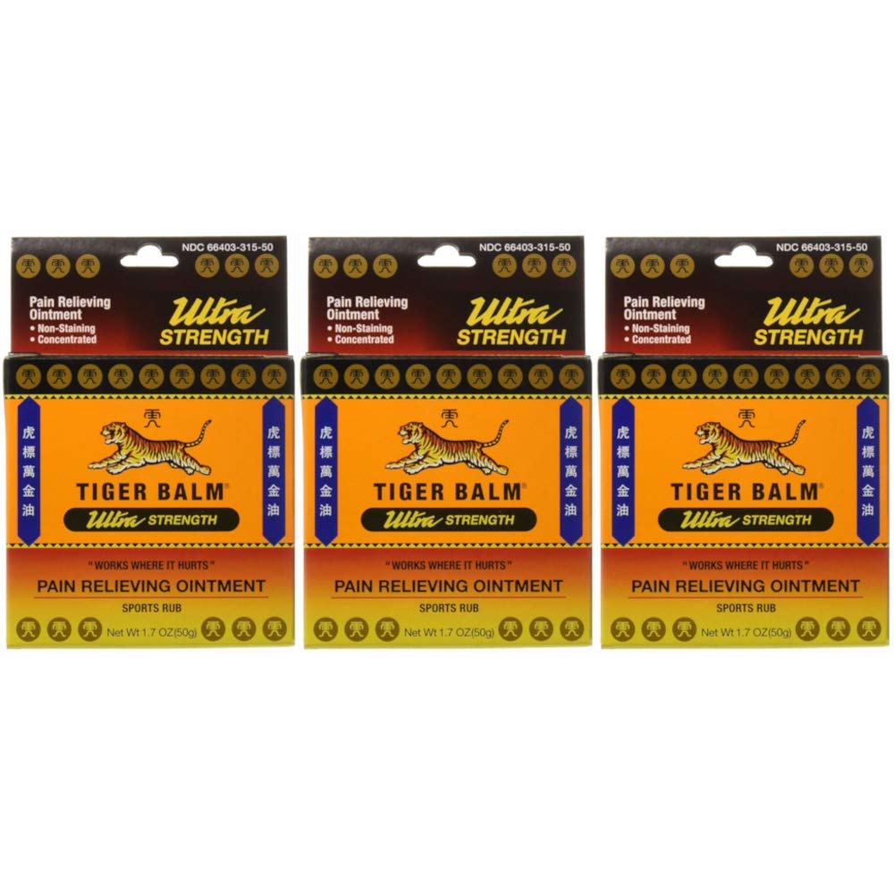 Tiger Balm Sport Rub Pain Relieving Ointment, Ultra Strength 1.70 oz (Pack of 3)