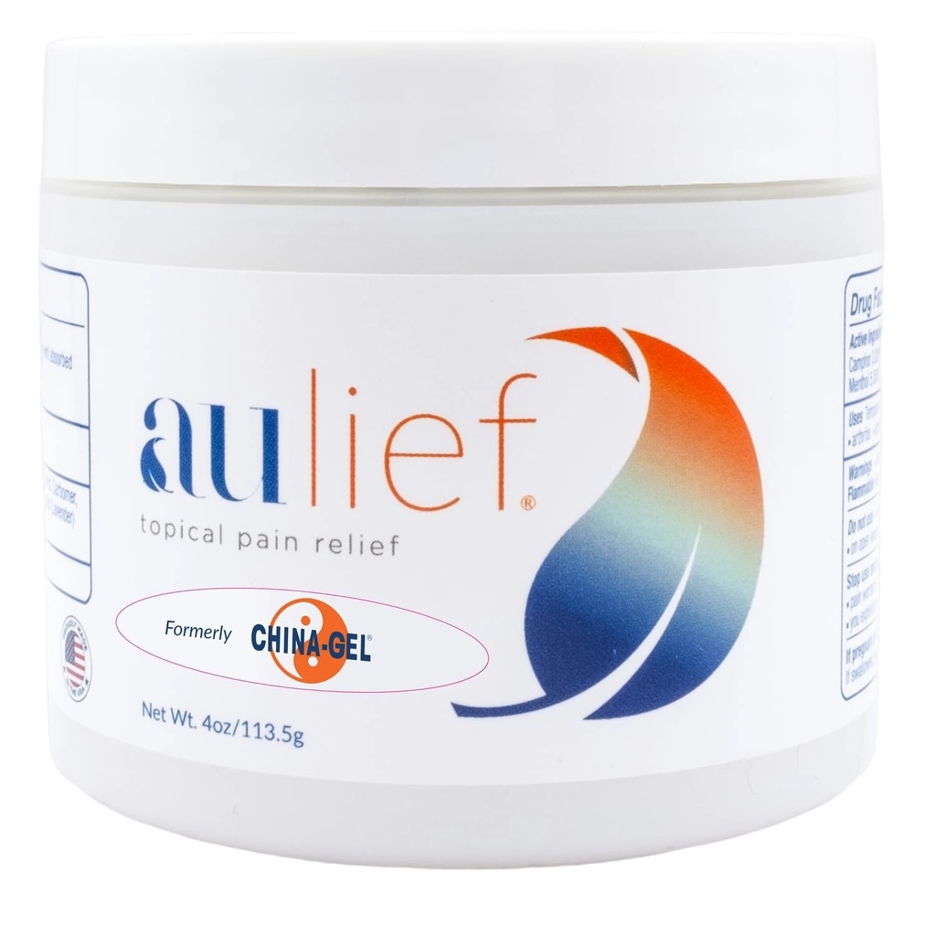 China-Gel Aulief Pain Relief Cream Arthritis & Muscle Rub for Sore Muscles & Joint Pain, Neck, Knee & Back Aches, Premium Dye-Free White Topical Gel, 4 oz Jar