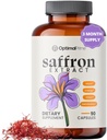 Optimal Prime Saffron Supplement -% 100 Pure Saffron Extract 88.5mg - Optimal Mood, Enerji ve Metabolism, Vejetaryen Dostu, Non-GMO, Gluten-Free, Soy-Free, 90 Capsules